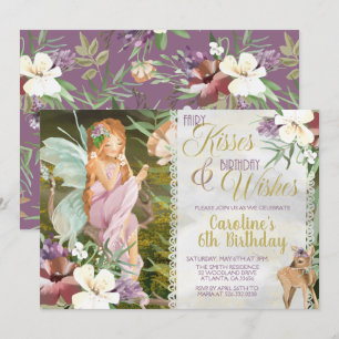 Waldland Fairy Birthday Einladung Wasserfarbe