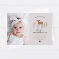 Waldland Fawn Blume Foto Geburtstagseinladung