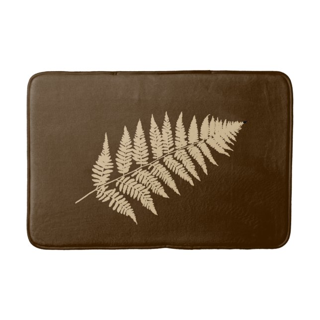 Waldland Fern 1, Brown und Beige Badematte (Vorderseite)