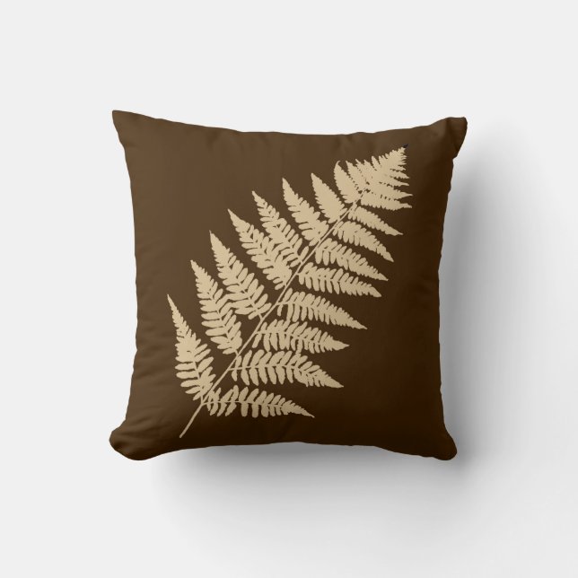 Waldland Fern 1, Brown und Beige Kissen (Vorderseite)