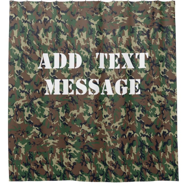 Waldland Green Camouflage Muster Duschvorhang (Vorderseite)