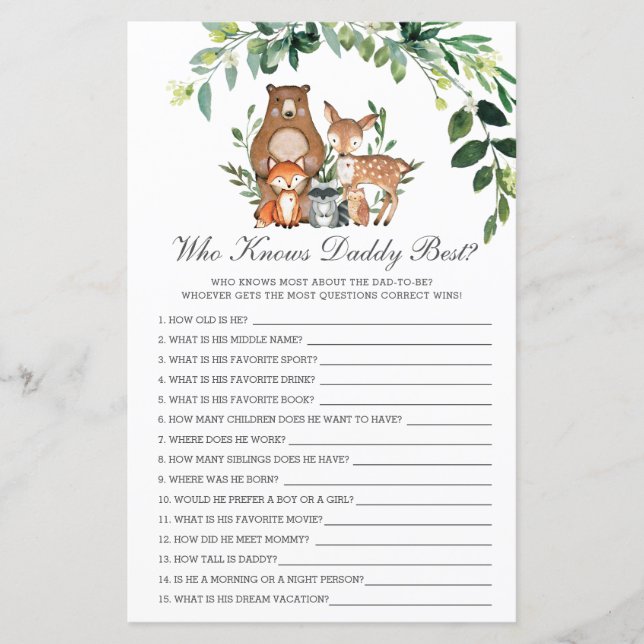 Waldland Greenery, die Daddy Best Shower Game kenn (Vorderseite)