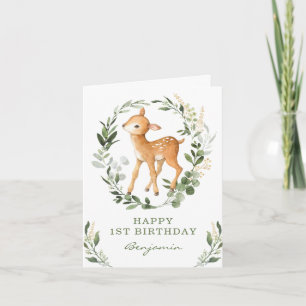 Waldland Grüne Gold Hirsche Happy Birthday Card Einladung