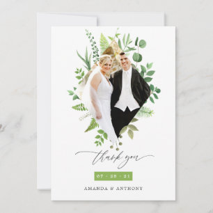 Waldland Grüne Hochzeit Foto Collage Dankeskarte