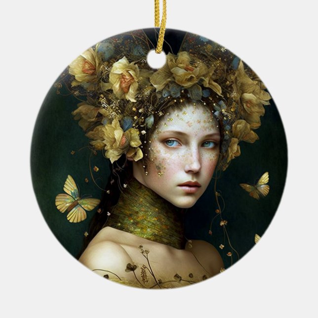 Waldland Grüne Märchen Fantasie Kunst Keramik Ornament (Vorne)