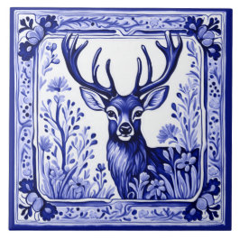 Waldland Hirsch Blau und Weiße Menschen Tierart Fliese