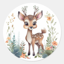 Waldland Kinderzimmer Fawn Runder Aufkleber