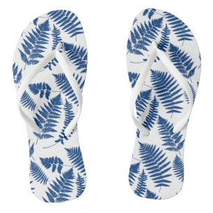 Waldland-Muster, Kobaltblau auf Weiß Flip Flops
