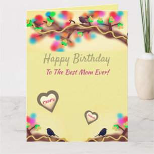 Waldland Natur Vögel Mama Happy Birthday Karte
