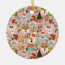 Waldland Niedliche Santa Animals Rosa Keramik Ornament