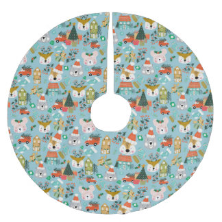 Waldland Niedliche Santa Animes Polyester Weihnachtsbaumdecke
