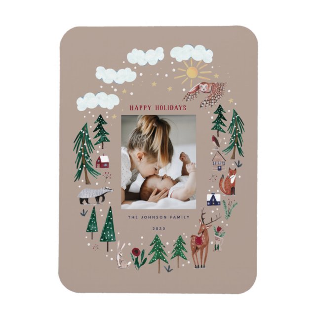 Waldland Nordetiere Schnee Weihnachten Magnet (Vertikal)
