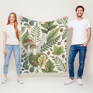 Waldland Pilze Pinecones Ferns Herbstmuster Fleecedecke
