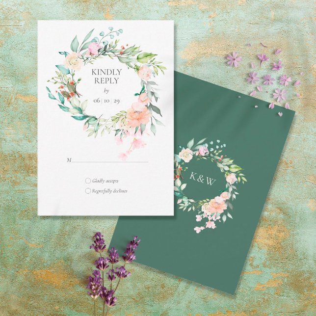 Waldland Rose Grüne Garland Blumenstrauß UAWG RSVP Karte (Von Creator hochgeladen)