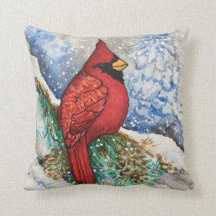 Waldland Roter Kardinal Weihnachtsvögel Kissen