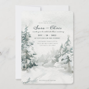 Waldland Snowy Winter Forest Watercolor Einladung