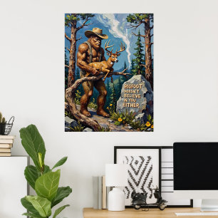 Waldland-Spaß: Das ikonische Zeichen von Bigfoot Poster