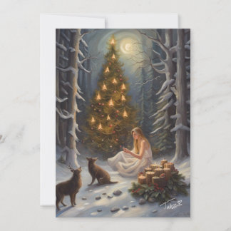 Waldland Weihnachten Tree Illustration Holiday Car