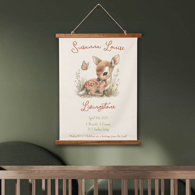 Waldland-Wildblumen Personalisierte Babynamen Wandteppich Mit Holzrahmen (Von Creator hochgeladen)
