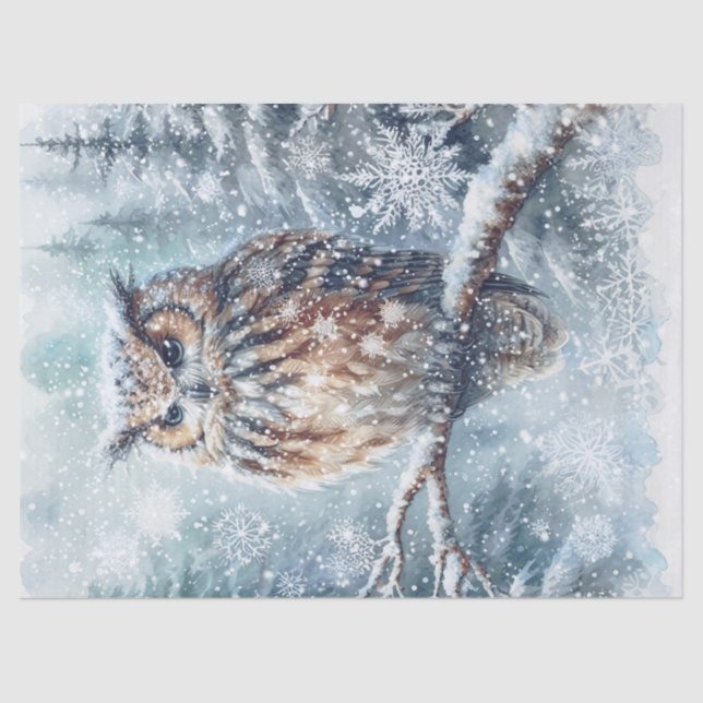 Waldland Winter Owl Seidenpapier (Vorderseite)