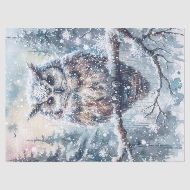 Waldland Winter Owl Seidenpapier (Vorderseite)