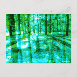 Waldlandschaft Abstrakte Bäume in Aqua und Grün Postkarte