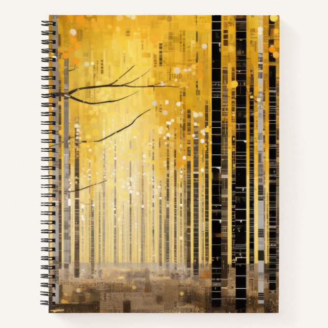 Waldlandschaft Art Deco Malerisches Mosaik Notizbuch (Vorderseite)