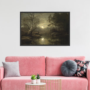 Waldlandschaft bei Mondlicht Leinwanddruck