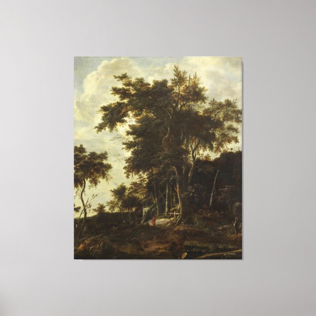 Waldlandschaft mit Holzschuppen, Leinwanddruck (Vorderseite)