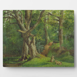 Waldlandschaft mit Kaninchen, 1862 (Öl auf Leinwan Fotoplatte