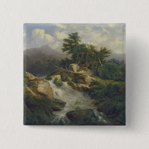 Waldlandschaft mit Wasserfall Button