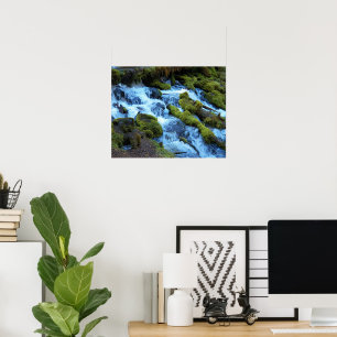 Waldlandschaft mit Wasserfall Poster