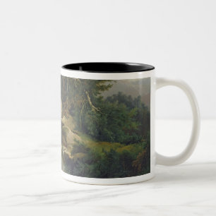 Waldlandschaft mit Wasserfall Zweifarbige Tasse