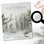 Waldlandschaft Optionaler Text Schnee Weihnachten<br><div class="desc">Personalisiertes Winterlandschaftspuzzle mit vollständig editierbarem Text,  der für jeden Anlass personalisiert oder ganz gelöscht werden kann. Das Design besticht durch eine inmitten des Winterwaldes gelegene Naturlandschaft mit dem warmen Glühen einer Straßenlampe,  einer Ente am See,  einer Eule am Schaukel und einem Rotkehlchen im Baum.</div>