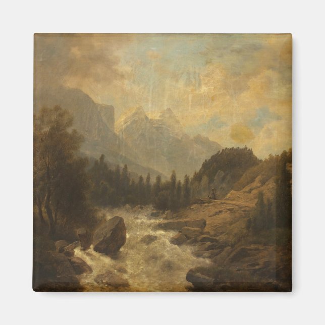 Waldlandschaft Szene (von Josef Kriehuber) Magnet (Vorne)