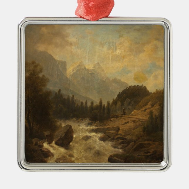 Waldlandschaft Szene (von Josef Kriehuber) Ornament Aus Metall (Vorne)
