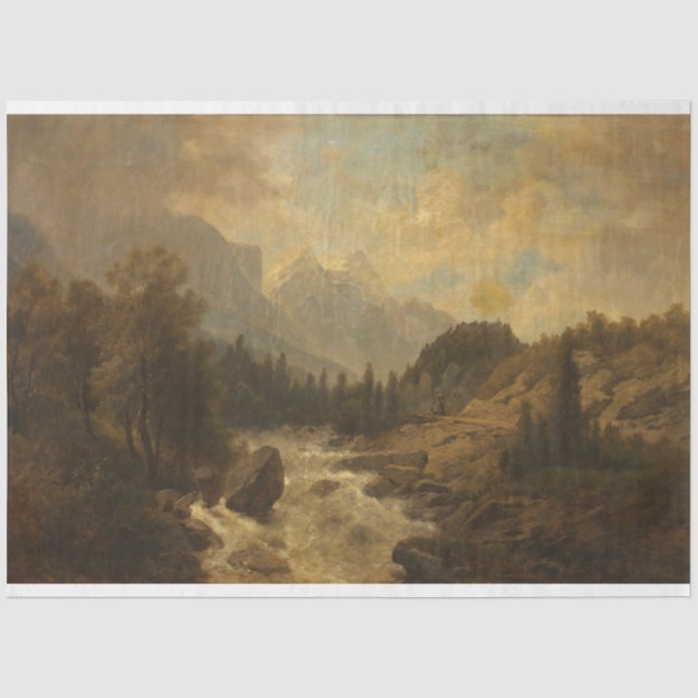 Waldlandschaft Szene (von Josef Kriehuber) Seidenpapier (Vorderseite)