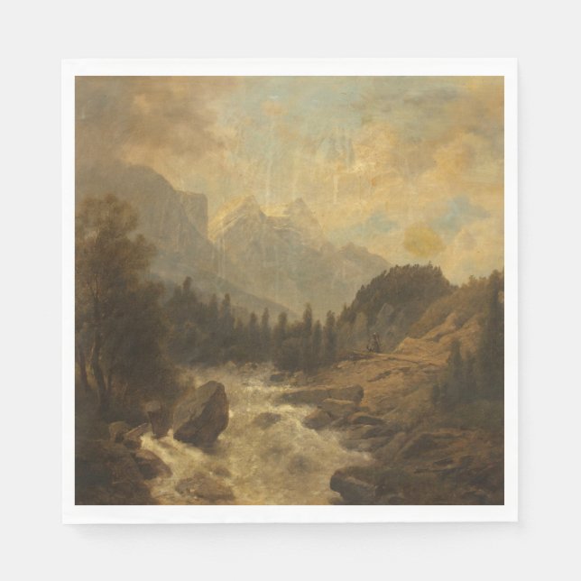 Waldlandschaft Szene (von Josef Kriehuber) Serviette (Vorderseite)