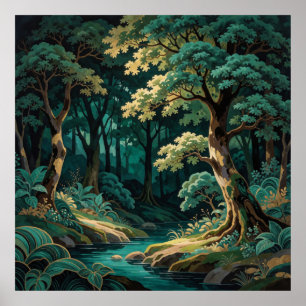 Waldlandschaft Verzauberte Smaragdwald 🌿 Poster