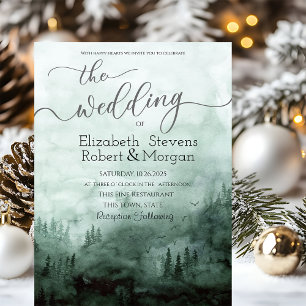 Waldlandschaft, Waldgrüne Hochzeit Einladung