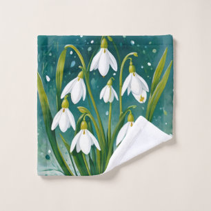 Waldlandschneefallflora. Schneefall-Blume. Badhandtuch Set