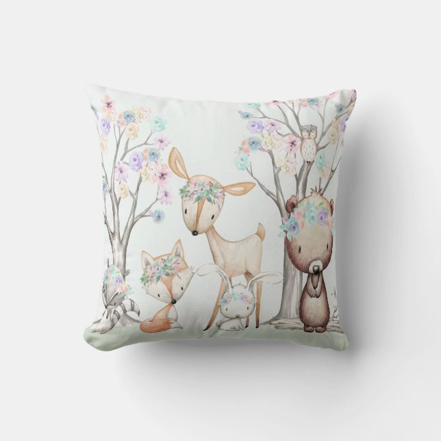 WaldlandtierBoho Baby-Mädchen-Kinderzimmer-Kissen Kissen (Vorderseite)