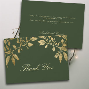Waldlaub Botanische Elegante Schrift Hochzeit Dankeskarte