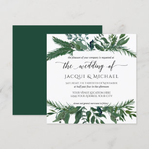 Waldlaub-Kranz-Aquarell, das   Quadrat Wedding ist Einladung
