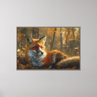 Waldleuchte — Rotfox im Herbstlicht Leinwanddruck