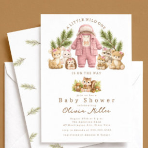 Waldmädchen-Baby-Party-Einladung Rosa Einladung