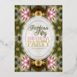 Waldmagie Grün Gold Rosa Party Folieneinladung