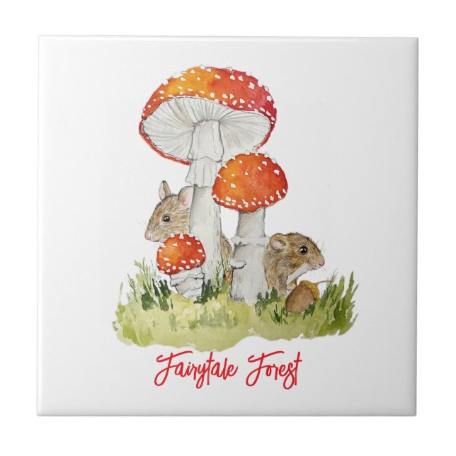Waldmäuse und Pilze Fliese (Vorderseite)