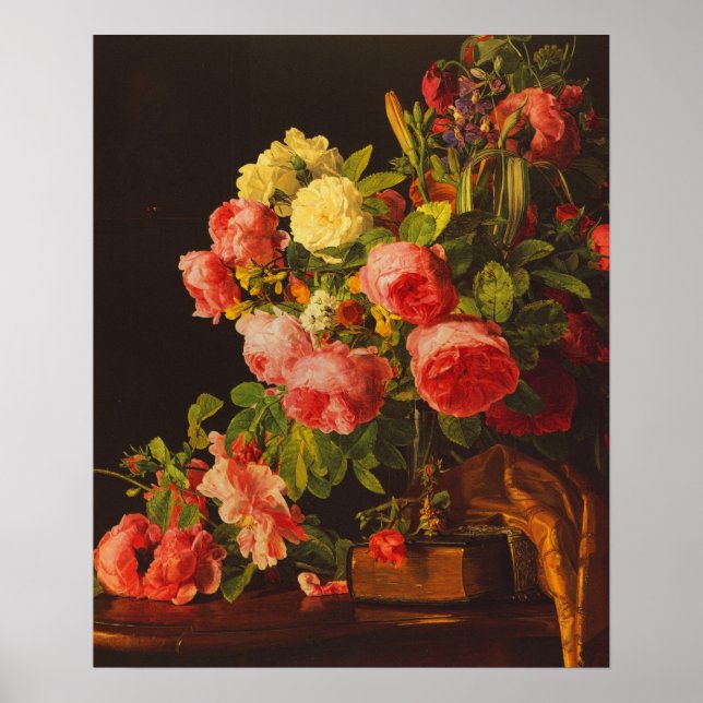 Waldmuller - Stillleben mit Rose Poster (Vorne)