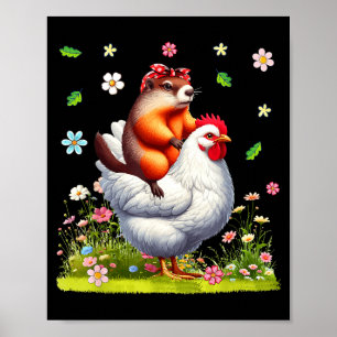 Waldmurmeltiefe Reitender Huhn Farmer Liebhaber Ki Poster